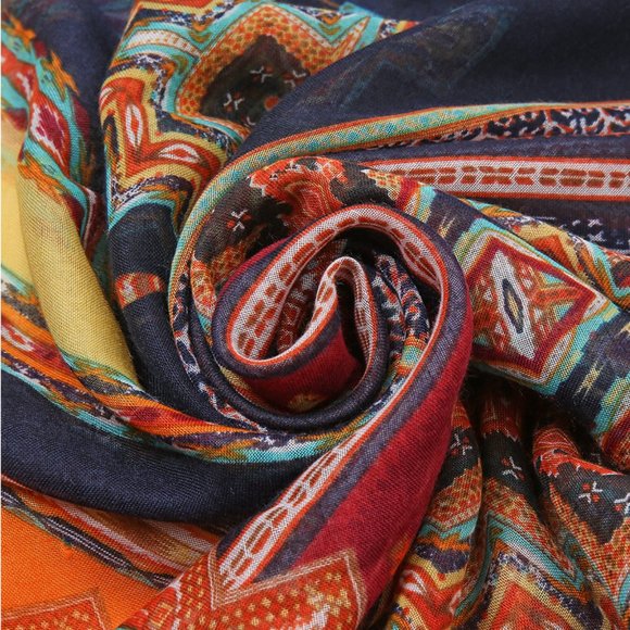 Multicolor Ethnic Style Geometric Print Summer Scarf Shawl for Women Head Wraps - Picture 6 of 6